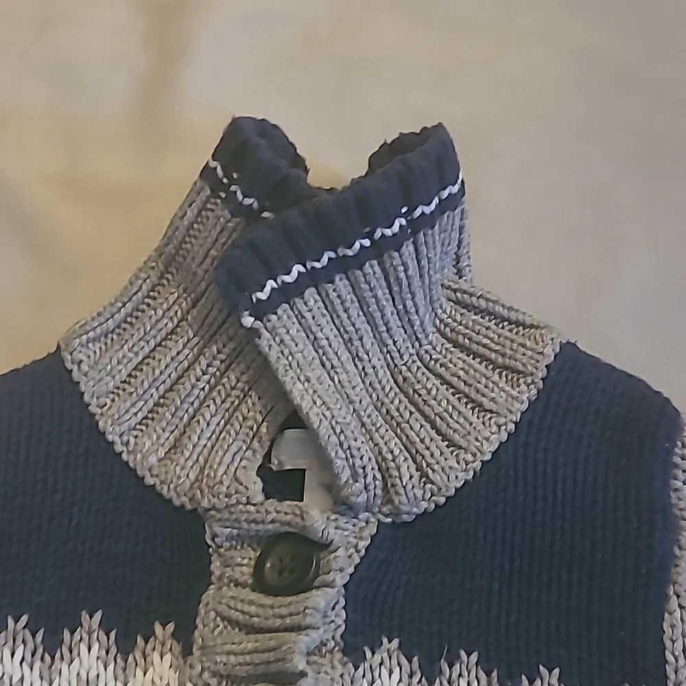 Old Navy gray and navy button down sweater 12-18 month